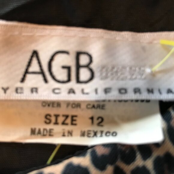 AGB Dress Leopard Print Blouson Dress: Vintage 70s Black White, Women's Size 12 - Picture 4 of 8